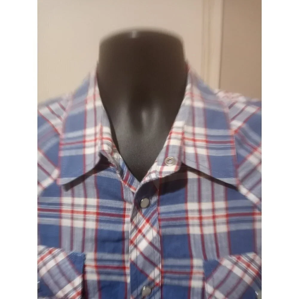 True Religion Western Shirt Button XL Plaid Pockets Short Sleeve Brand Jeans